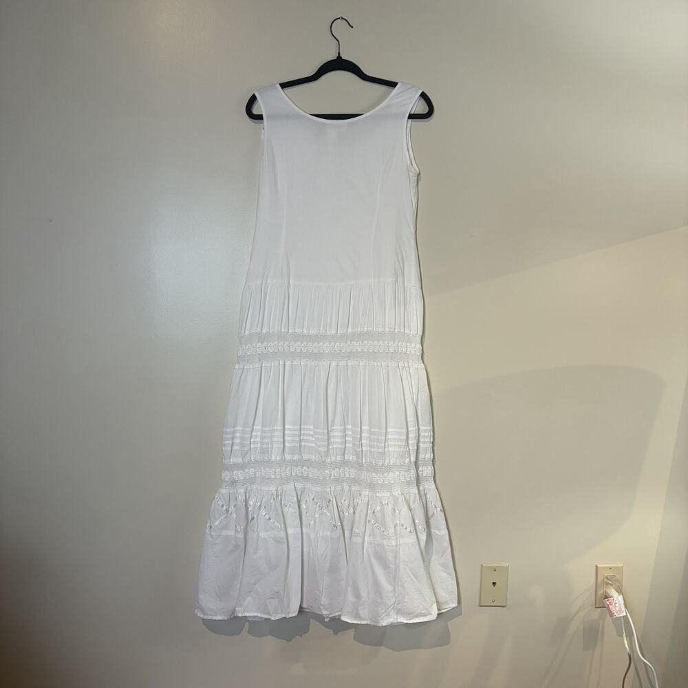 VTG Size (6) Maxi Dress Crochet & Ribbon Details Boho Beach Resort Whimsical - Picture 2 of 5